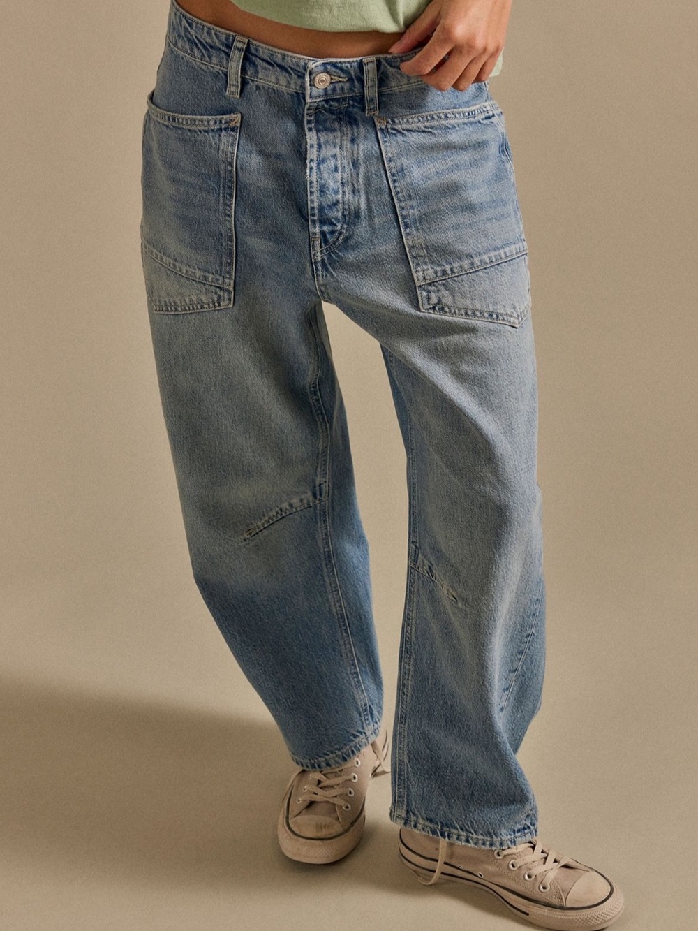 We The Free People Moxie Minimalist Barrel Jeans Size 28